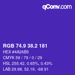 カラーコード: RGB 74.9 38.2 181 | qconv.com
