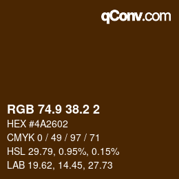 Color code: RGB 74.9 38.2 2 | qconv.com