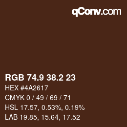 Color code: RGB 74.9 38.2 23 | qconv.com