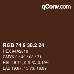 Color code: RGB 74.9 38.2 24 | qconv.com