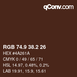 カラーコード: RGB 74.9 38.2 26 | qconv.com