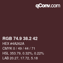 カラーコード: RGB 74.9 38.2 42 | qconv.com