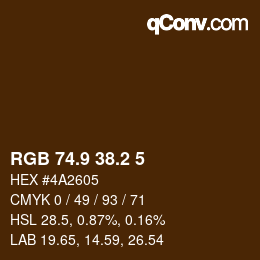 Color code: RGB 74.9 38.2 5 | qconv.com