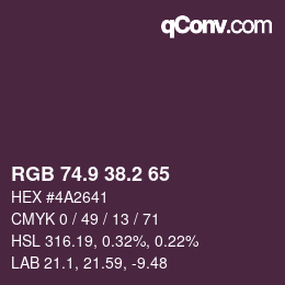 Farbcode: RGB 74.9 38.2 65 | qconv.com