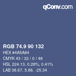 カラーコード: RGB 74.9 90 132 | qconv.com