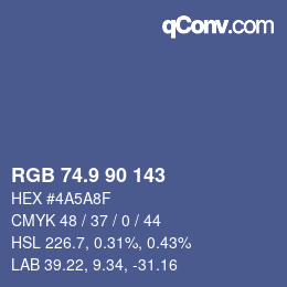 カラーコード: RGB 74.9 90 143 | qconv.com