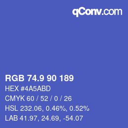カラーコード: RGB 74.9 90 189 | qconv.com