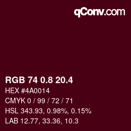 カラーコード: RGB 74 0.8 20.4 | qconv.com