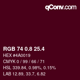 カラーコード: RGB 74 0.8 25.4 | qconv.com