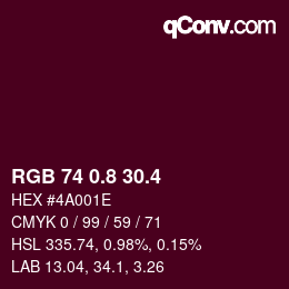 カラーコード: RGB 74 0.8 30.4 | qconv.com