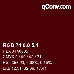 カラーコード: RGB 74 0.8 5.4 | qconv.com