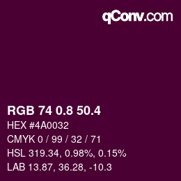 カラーコード: RGB 74 0.8 50.4 | qconv.com