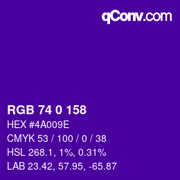 Color code: RGB 74 0 158 | qconv.com