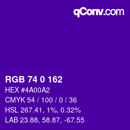Color code: RGB 74 0 162 | qconv.com