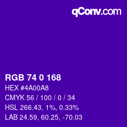 Farbcode: RGB 74 0 168 | qconv.com