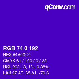 カラーコード: RGB 74 0 192 | qconv.com