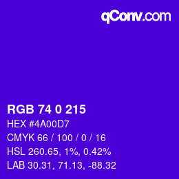 Color code: RGB 74 0 215 | qconv.com