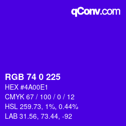 Color code: RGB 74 0 225 | qconv.com