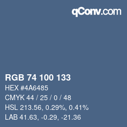 Color code: RGB 74 100 133 | qconv.com