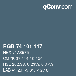 颜色代码: RGB 74 101 117 | qconv.com