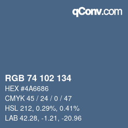 Color code: RGB 74 102 134 | qconv.com