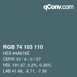 颜色代码: RGB 74 103 110 | qconv.com