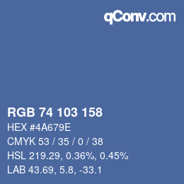 カラーコード: RGB 74 103 158 | qconv.com