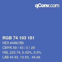 Color code: RGB 74 103 181 | qconv.com