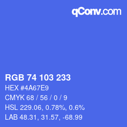 Color code: RGB 74 103 233 | qconv.com