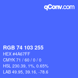 カラーコード: RGB 74 103 255 | qconv.com