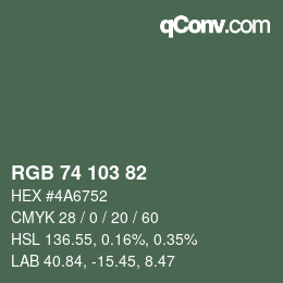 カラーコード: RGB 74 103 82 | qconv.com