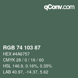 カラーコード: RGB 74 103 87 | qconv.com