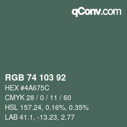 カラーコード: RGB 74 103 92 | qconv.com