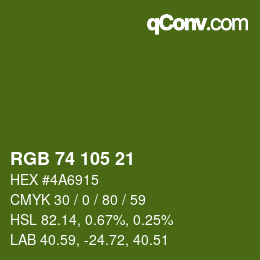 Color code: RGB 74 105 21 | qconv.com