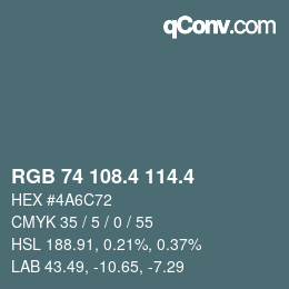 カラーコード: RGB 74 108.4 114.4 | qconv.com
