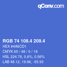 カラーコード: RGB 74 108.4 209.4 | qconv.com