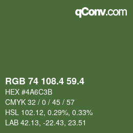カラーコード: RGB 74 108.4 59.4 | qconv.com