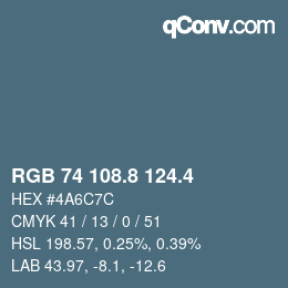 カラーコード: RGB 74 108.8 124.4 | qconv.com
