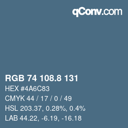 Color code: RGB 74 108.8 131 | qconv.com