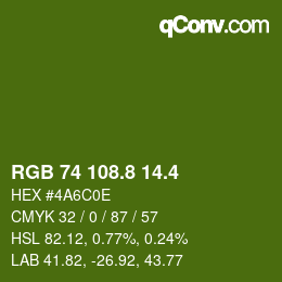 カラーコード: RGB 74 108.8 14.4 | qconv.com