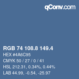 カラーコード: RGB 74 108.8 149.4 | qconv.com