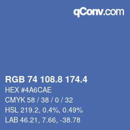 カラーコード: RGB 74 108.8 174.4 | qconv.com