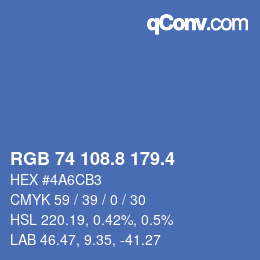 カラーコード: RGB 74 108.8 179.4 | qconv.com