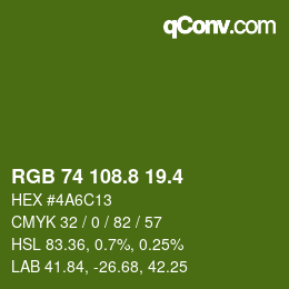 カラーコード: RGB 74 108.8 19.4 | qconv.com
