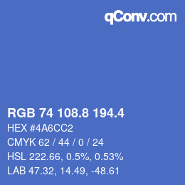 カラーコード: RGB 74 108.8 194.4 | qconv.com