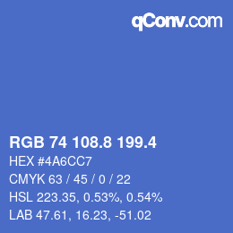 カラーコード: RGB 74 108.8 199.4 | qconv.com