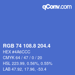 カラーコード: RGB 74 108.8 204.4 | qconv.com