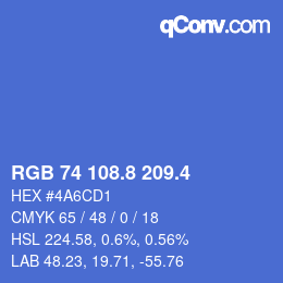 カラーコード: RGB 74 108.8 209.4 | qconv.com