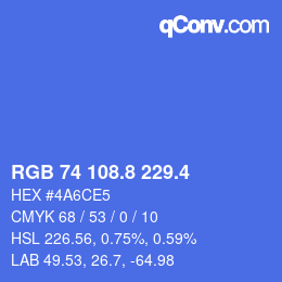 カラーコード: RGB 74 108.8 229.4 | qconv.com