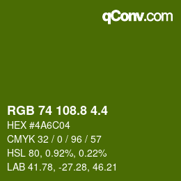 カラーコード: RGB 74 108.8 4.4 | qconv.com
